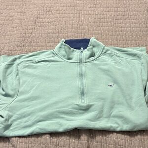 Vineyard Vines Men's Mint Green Zip-Up Sweater